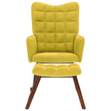 Rocking Chair with Stool Yellow Velvet