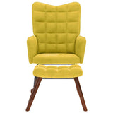 Rocking Chair with Stool Yellow Velvet - Side View