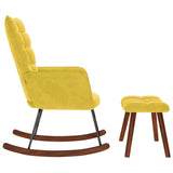 Rocking Chair with Stool Yellow Velvet - Rear View