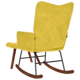 Rocking Chair with Stool Yellow Velvet - Close-Up Angle