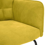 Rocking Chair with Stool Yellow Velvet