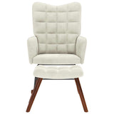 Rocking Chair with Stool Cream Velvet