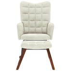 Rocking Chair with Stool Cream Velvet