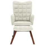 Rocking Chair with Stool Cream Velvet - Side View