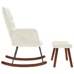 Rocking Chair with Stool Cream Velvet