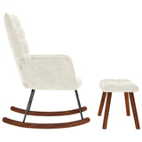 Rocking Chair with Stool Cream Velvet - Rear View