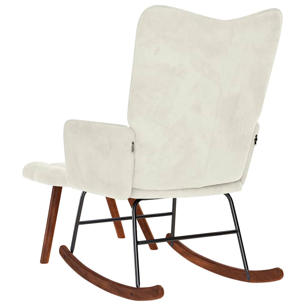 Rocking Chair with Stool Cream Velvet