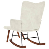 Rocking Chair with Stool Cream Velvet - Close-Up Angle