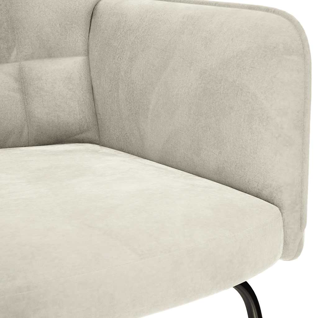 Rocking Chair with Stool Cream Velvet