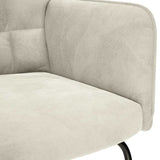 Rocking Chair with Stool Cream Velvet - Low Angle