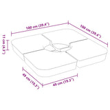 4 Piece Parasol Base Set for Cross Stand Parasol 100 kg PP - Low Angle