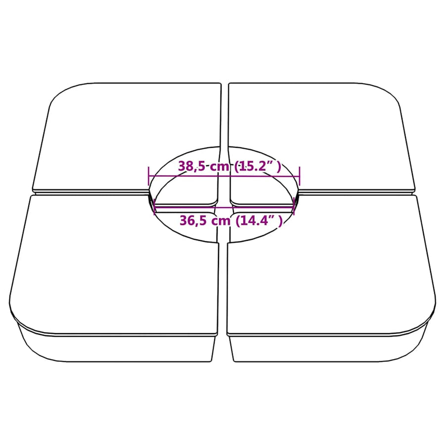 4 Piece Parasol Base Set for Cross Stand Parasol 100 kg PP