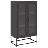 Highboard Black 68x39x123 cm Steel - Front View