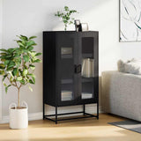 Highboard Black 68x39x123 cm Steel - Side View