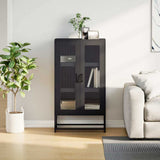 Highboard Black 68x39x123 cm Steel - Top-Down View