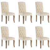 Dining Chairs 6 pcs Beige Linen-Look Fabric
