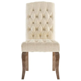 Dining Chairs 6 pcs Beige Linen-Look Fabric - Side View