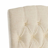 Dining Chairs 6 pcs Beige Linen-Look Fabric - Close-Up Angle