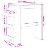 Bar Table with Racks White 90x40x103.5 cm Engineered Wood - Extra Image
