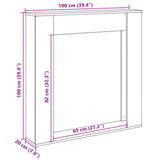 Fireplace Surround White 100x20x100 cm Engineered Wood