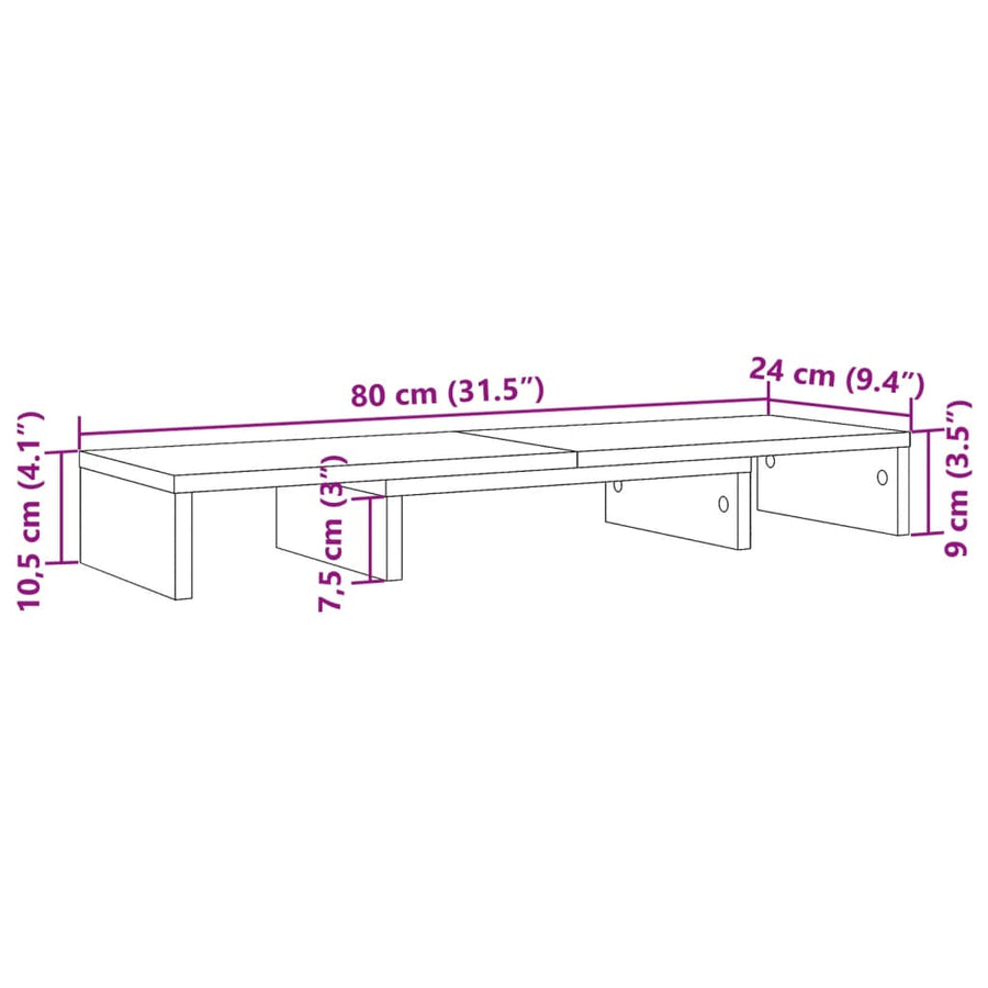 Monitor St& Riser Adjustable White 80x24x10.5 cm