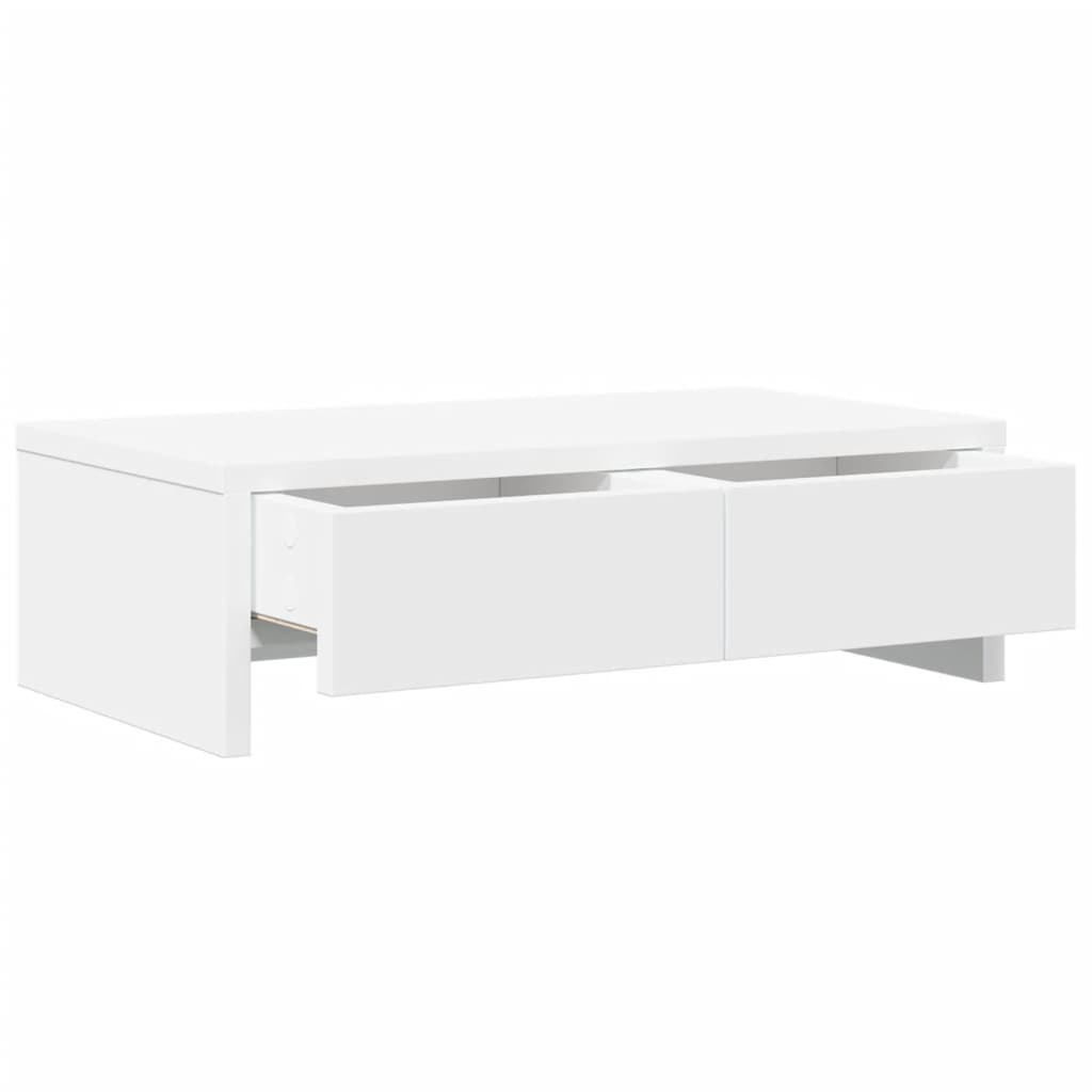 Monitor Stand with Drawers White 50x27x15 cm Engineered Wood