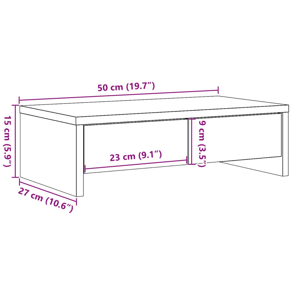 Monitor Stand with Drawers White 50x27x15 cm Engineered Wood