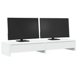 Monitor Stand with Drawers White 100x27x15 cm Engineered Wood - Side View