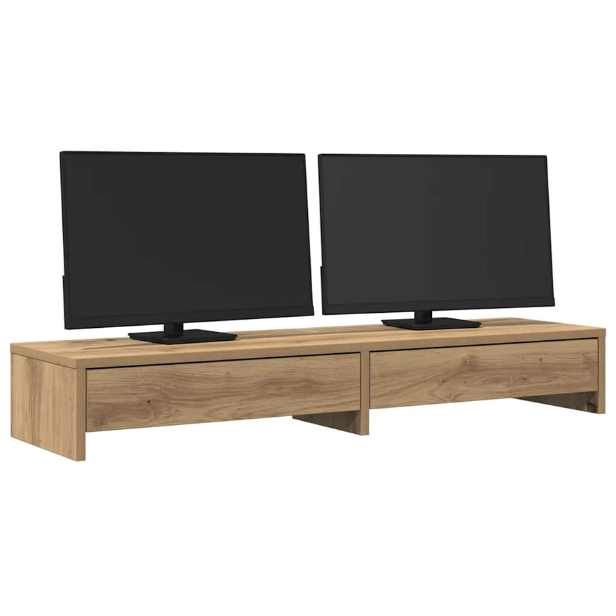 Monitor Stand with Drawers Artisian Oak 100x27x15 cm