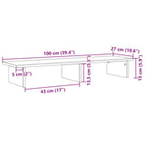 Monitor Stand White 100x27x15 cm Engineered Wood - Extra Image