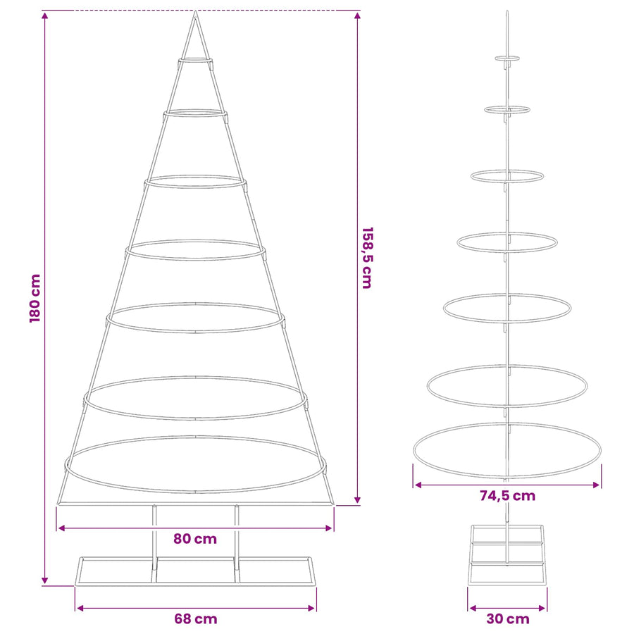 Metal Christmas Tree for Decoration Black 180 cm