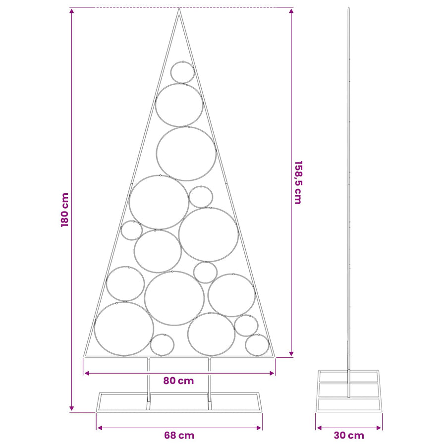 Metal Christmas Tree for Decoration Black 180 cm