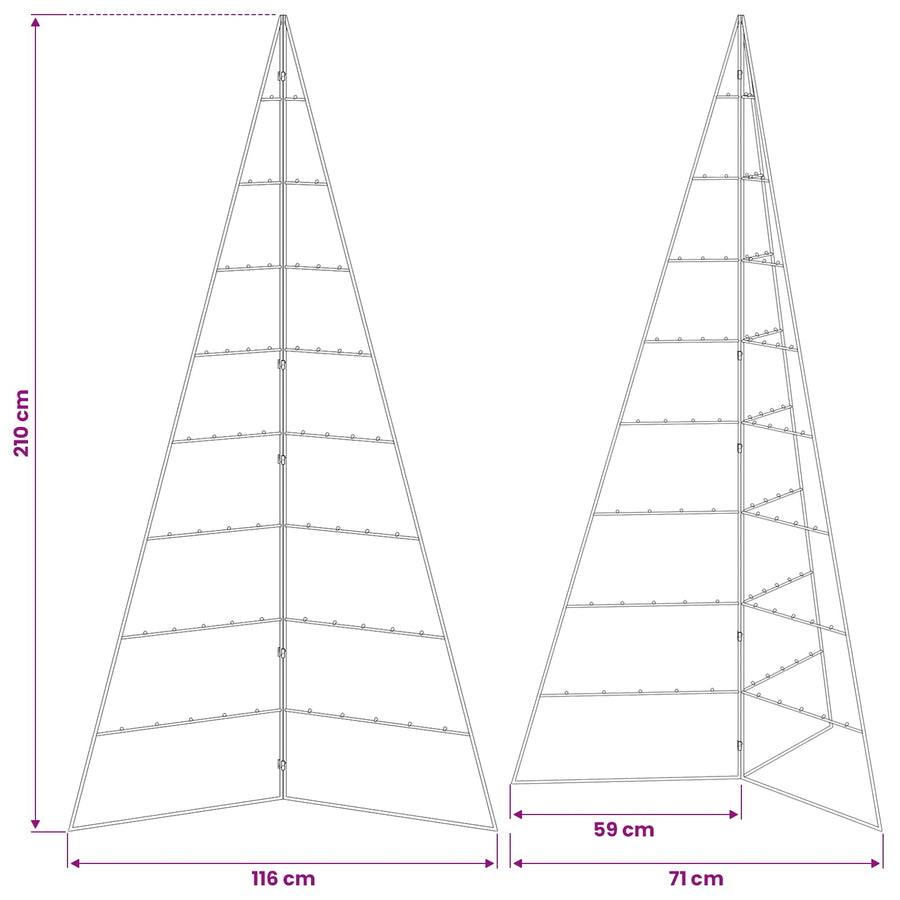 Metal Christmas Tree for Decoration Black 210 cm