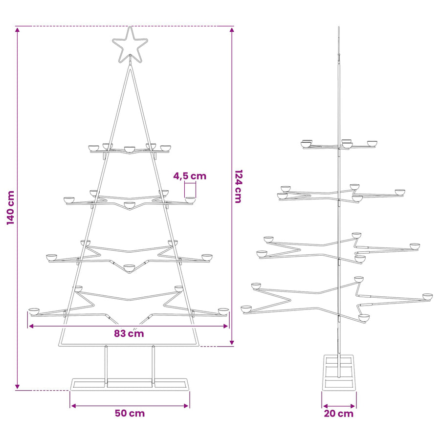 Metal Christmas Tree for Decoration Black 140 cm