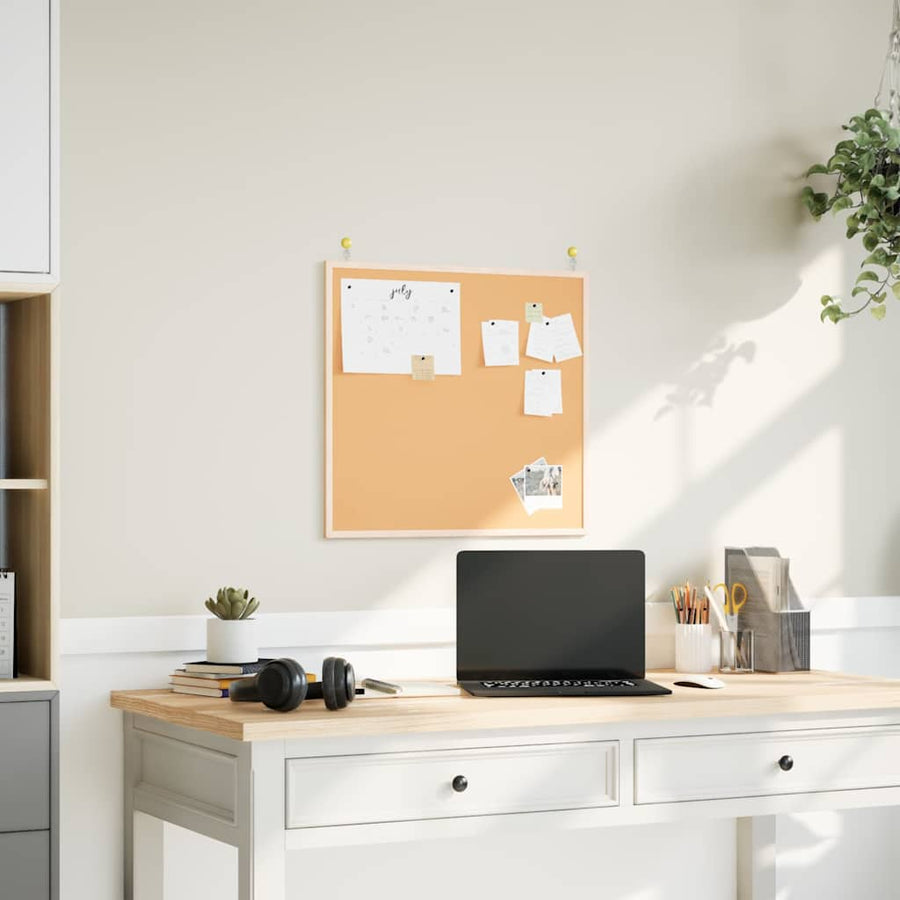 Cork Board with Solid Pine Wood Frame 60x55 cm