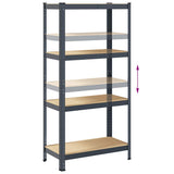 4-Layer Storage Shelf Anthracite Steel&Engineered Wood - Low Angle