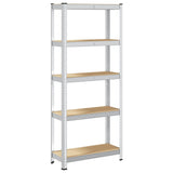 5-Layer Storage Shelf Silver Steel&Engineered Wood - Front View
