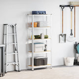 5-Layer Storage Shelf Silver Steel&Engineered Wood - Side View