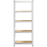 5-Layer Storage Shelf Silver Steel&Engineered Wood - Top-Down View