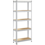 5-Layer Storage Shelf Silver Steel&Engineered Wood - Rear View