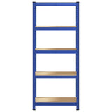 5-Layer Storage Shelf Blue Steel&Engineered Wood - Top-Down View