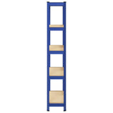 5-Layer Storage Shelf Blue Steel&Engineered Wood - 45-Degree Angle