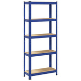 5-Layer Storage Shelf Blue Steel&Engineered Wood - Rear View