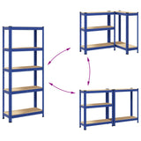 5-Layer Storage Shelf Blue Steel&Engineered Wood - Close-Up Angle