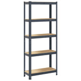 5-Layer Storage Shelf Anthracite Steel&Engineered Wood - Front View