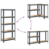 5-Layer Storage Shelf Anthracite Steel&Engineered Wood - Close-Up Angle