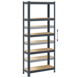 5-Layer Storage Shelf Anthracite Steel&Engineered Wood - Low Angle