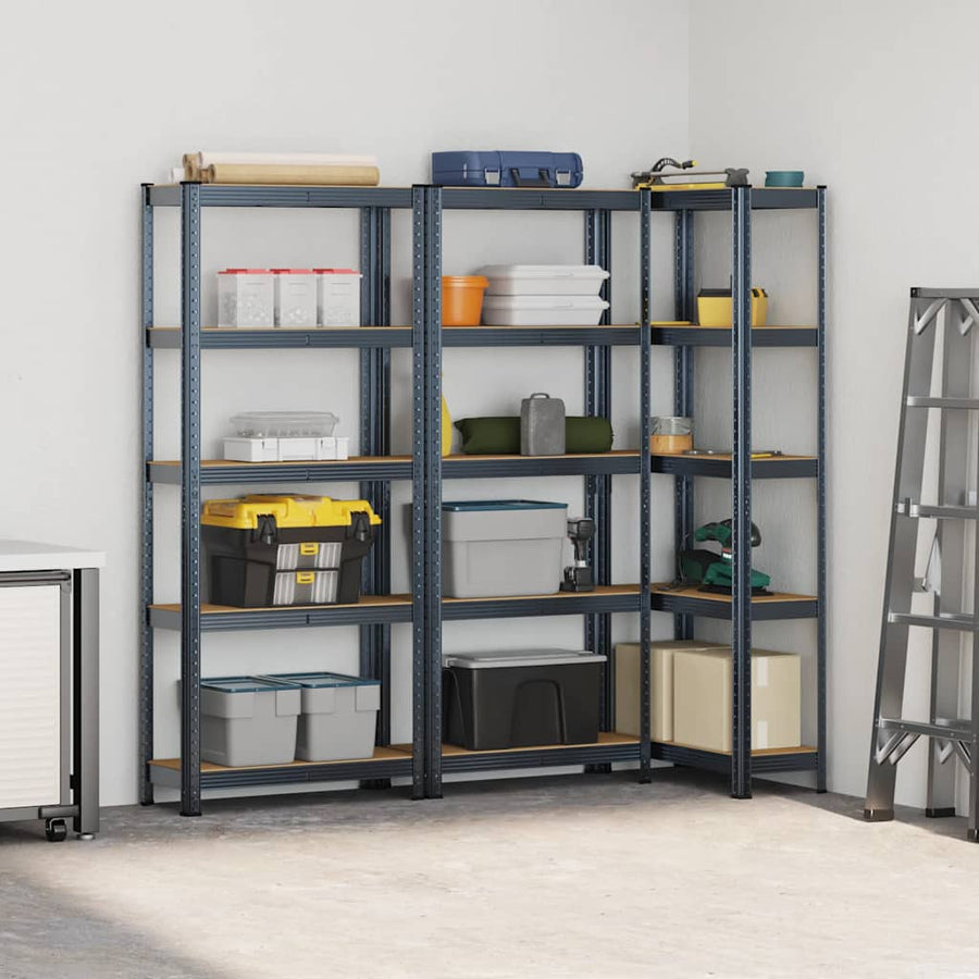 5-Layer Storage Shelves 3 pcs Anthracite Steel&Engineered Wood