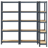 5-Layer Storage Shelves 3 pcs Anthracite Steel&Engineered Wood - Top-Down View
