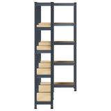 5-Layer Storage Shelves 3 pcs Anthracite Steel&Engineered Wood - 45-Degree Angle